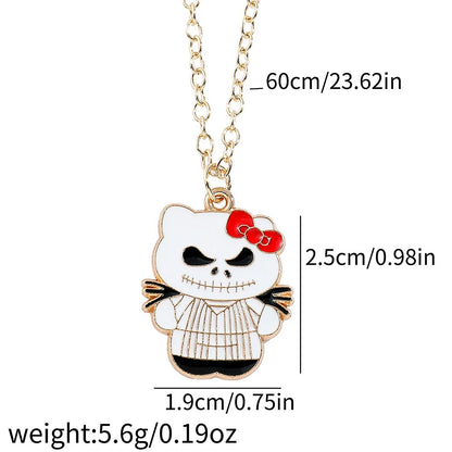 Halloween-Themed Hello Kitty Pendant | Includes Chain for Spooky Style