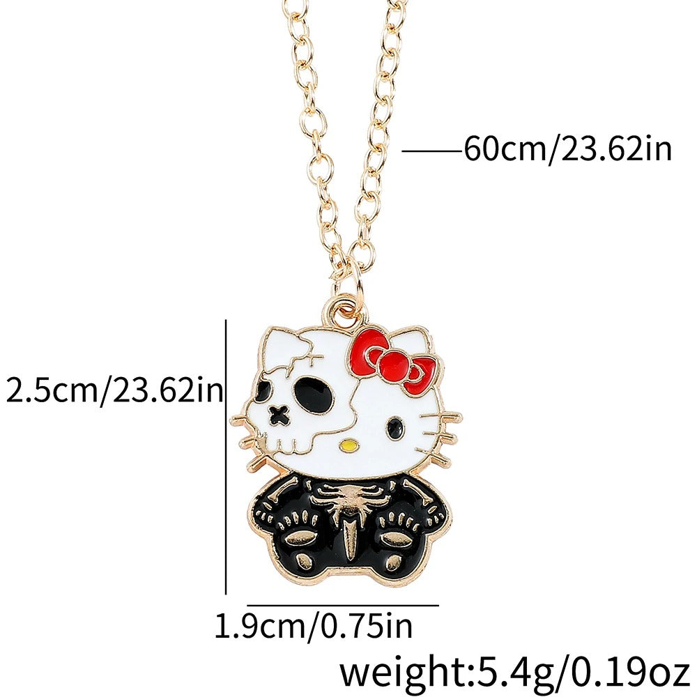 Halloween-Themed Hello Kitty Pendant | Includes Chain for Spooky Style