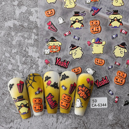 Pompompurin and pumkin Halloween 5D nail stickers