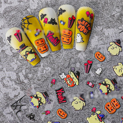 Pompompurin Halloween Pumpkin 5D Relief Nail Stickers | DIY Nail Decoration