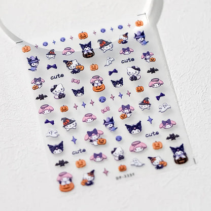 Sanrio 5D Embossed Nail Art Stickers for DIY Halloween Designs